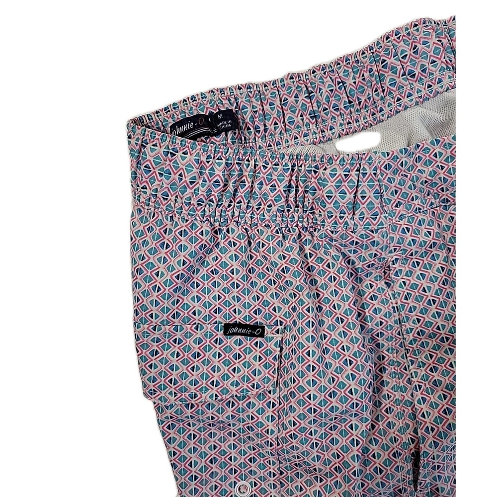 Johnnie-O Swim Trunks Performance Stretch W/‎ Pockets Mens Sz. M, GEOMETRIC PINK